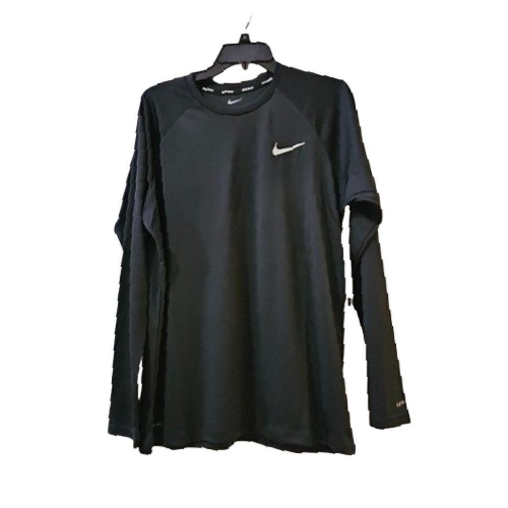 Nike Swim Men's Black Dri Fit  Long Sleeve UPF 40+ Shirt Size Medium